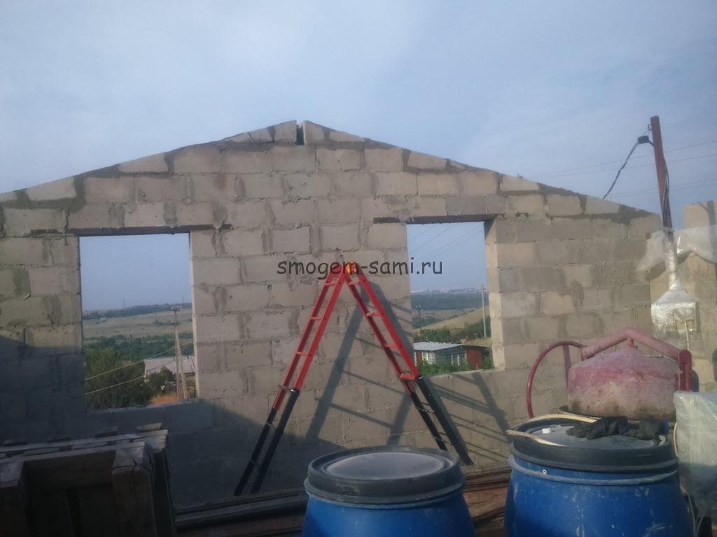 установка стропильной системы наслонной